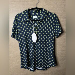 Greg Norman Ladies Navy Collared Golf Tournament Button Up Polo Size Small nwt